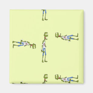 Skinny green zombie magnet