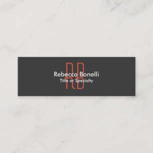 Skinny Grey Black Red Monogram Business Card