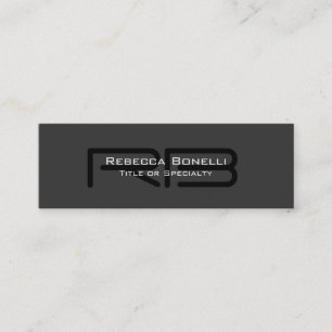 Skinny Grey Black White Monogram Business Card
