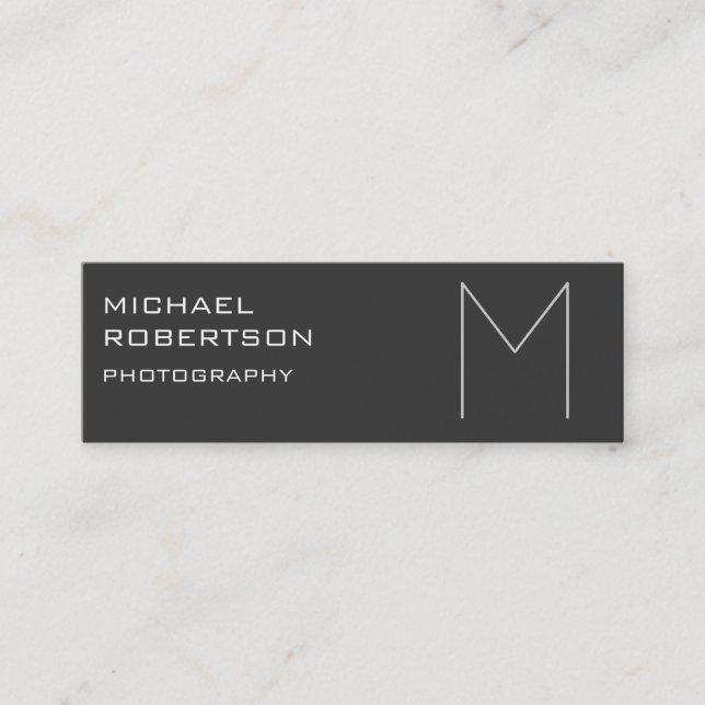 Skinny Grey Monogram Photographer Business Card (Front)