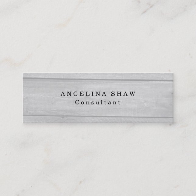 Skinny Grey Wood Classical Professional Creative Mini Business Card (Front)