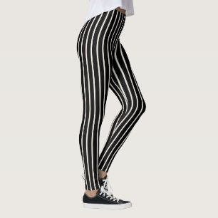 Skinny Ivory and Black Stripes You Can Angle Leggings