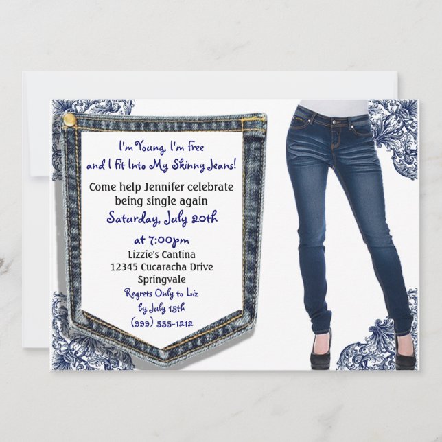 Skinny Jeans Divorce / Breakup Party Invitations (Front)