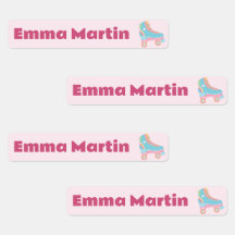 Skinny labels for pens - Roller Disco Pastel Pink