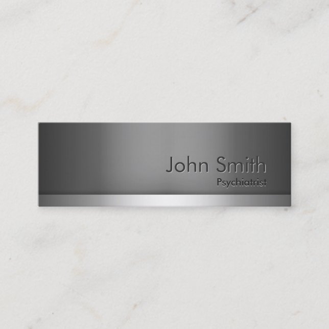 Skinny Metal Psychiatrist Business Card (Front)