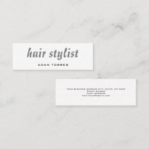 Skinny Modern Plain Professional Hair Stylist Mini Business Card