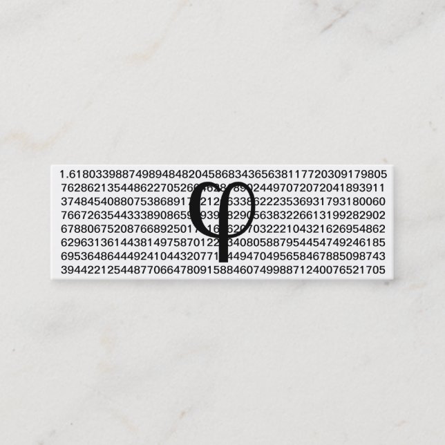 skinny phi golden ratio fibonacci business card (Front)