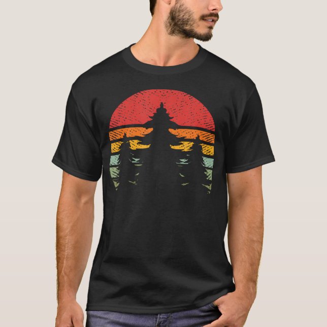 Skinny Pine Tree Sunset Nature Travel Summer Hikin T-Shirt (Front)