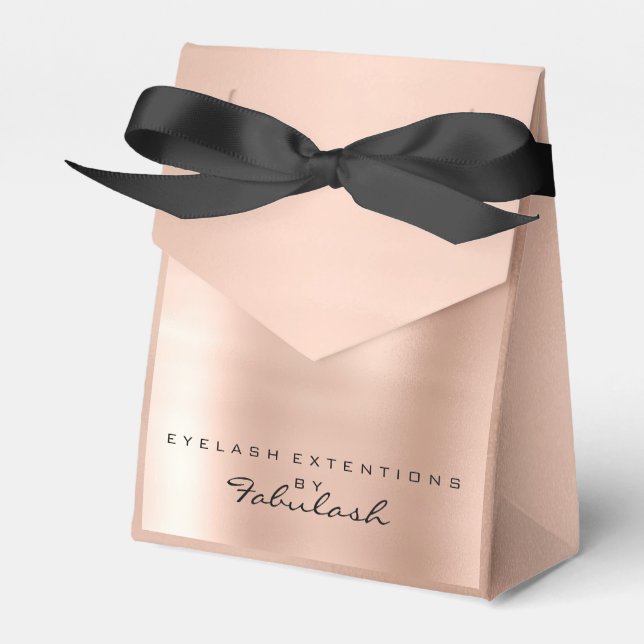 Skinny Pink 1 Metallic Name Branding Beauty Salon Favour Box (Front Side)