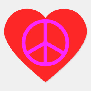 Skinny Pink Peace Symbol Heart Sticker