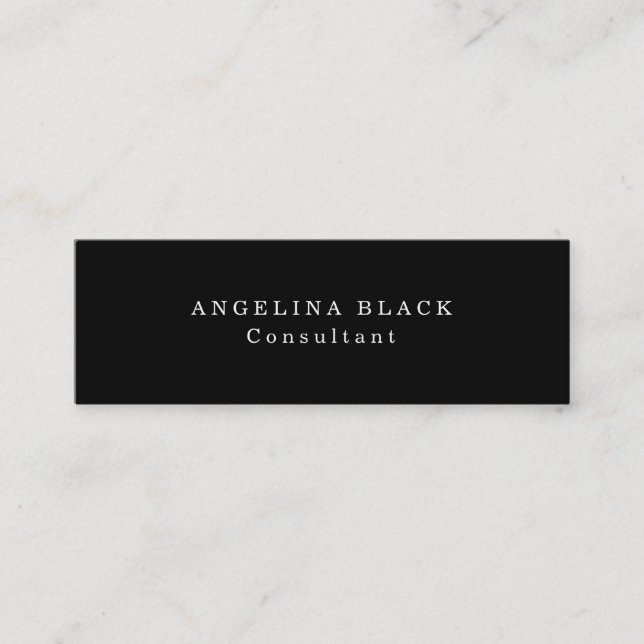 Skinny Plain Black & White Professional Creative Mini Business Card (Front)