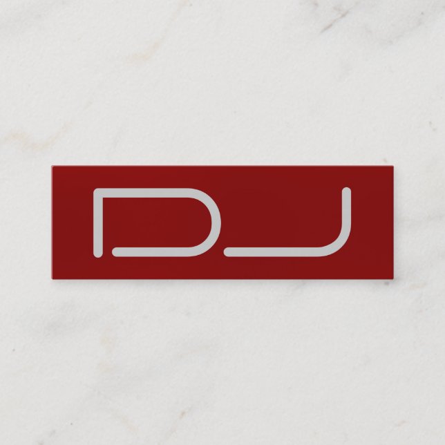 Skinny Plain DJ Stylish Red Background Modern Mini Business Card (Front)