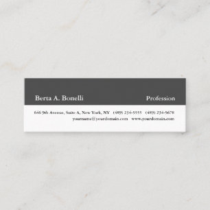 Skinny Plain Grey White Minimalist Modern  Mini Business Card