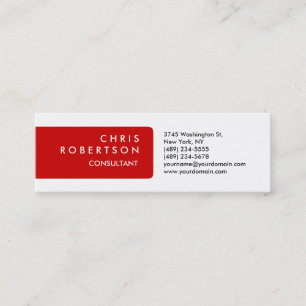 Skinny Plain Red White Attractive Business Card