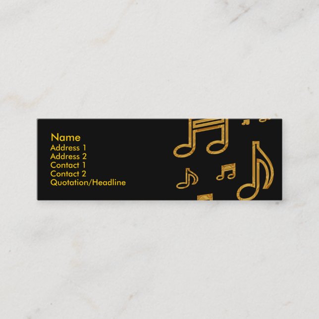 Skinny Profile Card Template - Gold Notes (Front)