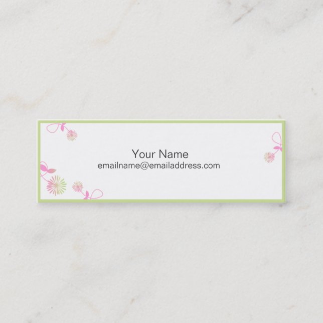 Skinny Profile Card - Tiny Swirly Flowers (Front)