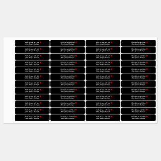 Skinny rectangle iron-on black labels
