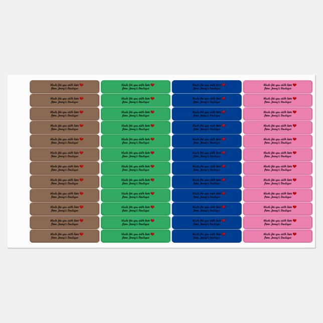 Skinny rectangle iron-on different colors labels (Sheet)