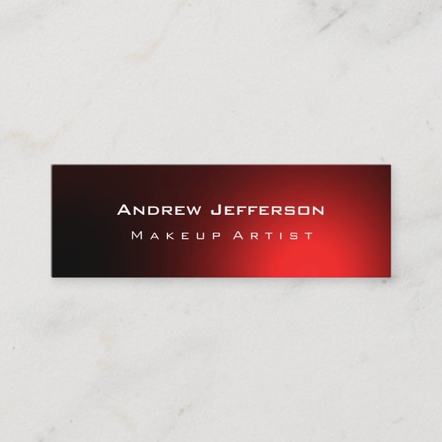 Skinny Red Background Makeup Artist Business Card (Front)