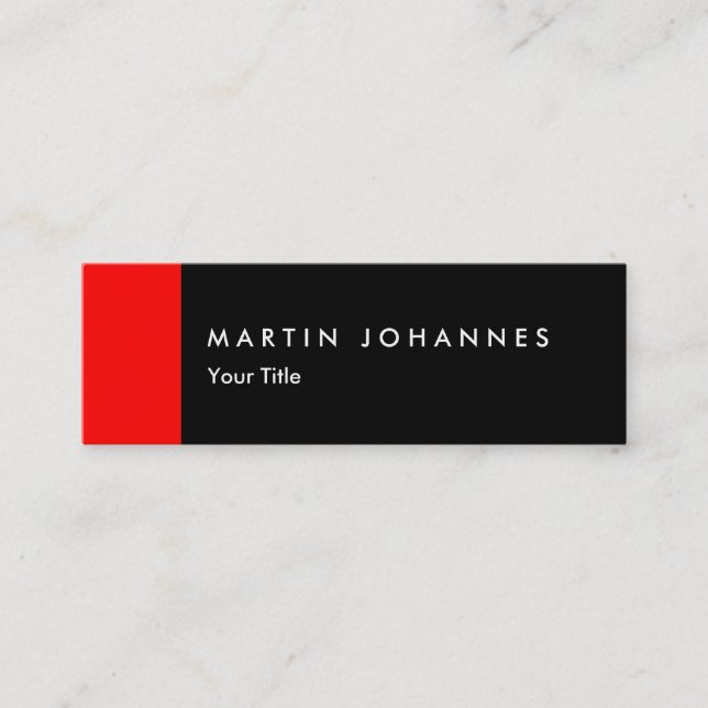 Skinny slim black red professional business card (Front)