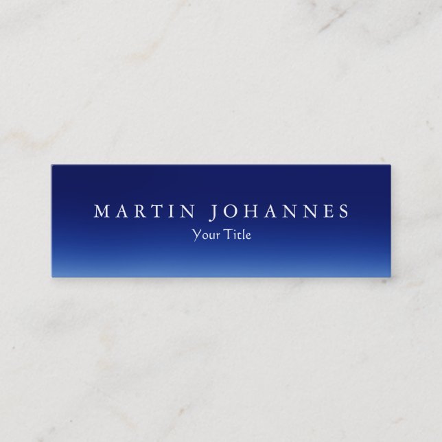 Skinny slim blue professional business card (Front)