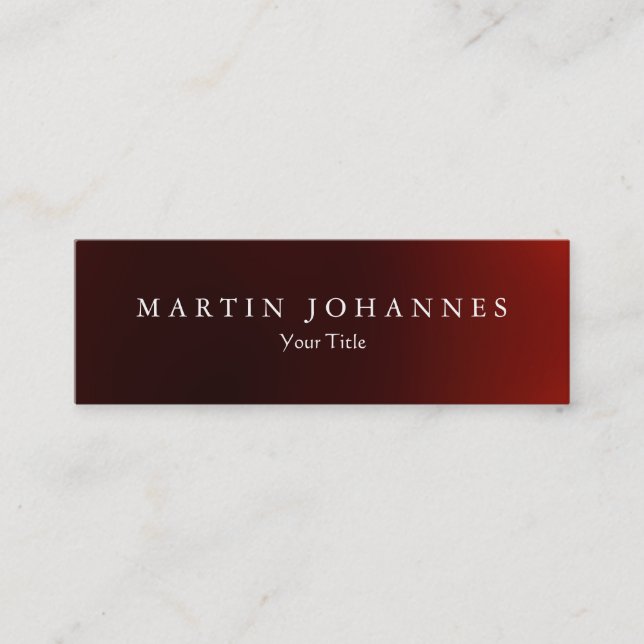 Skinny slim dark red professional business card (Front)