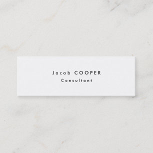Skinny Slim Simple Plain Modern White Professional Mini Business Card