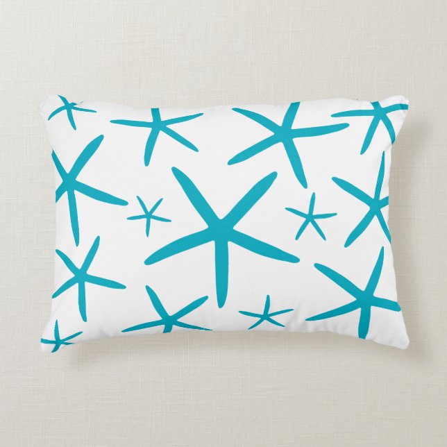 Skinny Starfish | Caribbean Blue Decorative Cushion (Front)