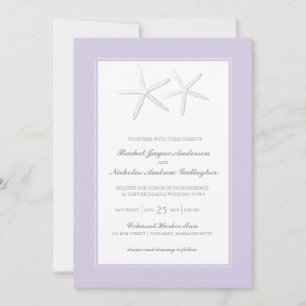 Skinny Starfish Lilac Grey   Wedding Invitation