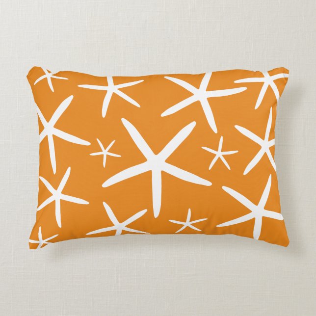 Skinny Starfish | Tropical Orange Decorative Cushion (Front)