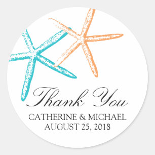 Skinny Starfish Wedding Classic Round Sticker