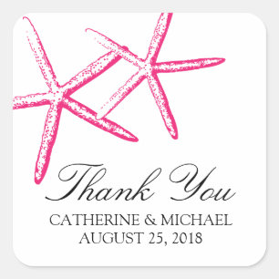 Skinny Starfish Wedding Square Sticker