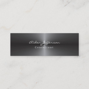 Skinny Stylish Metallic Grey Minimalist Mini Business Card