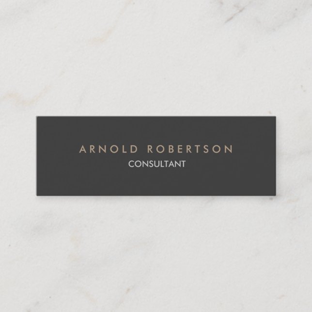 Skinny Stylish Plain Grey Trendy Business Card (Front)