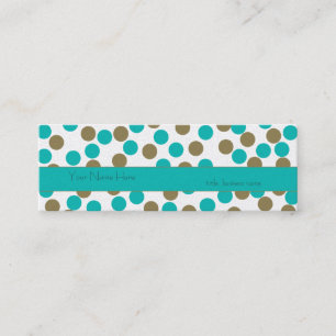 Skinny Teal Blue &Tan Polka Dot Business Card