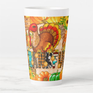 Skinny Thankful Tumbler Sublimation - Thanksgiving Latte Mug
