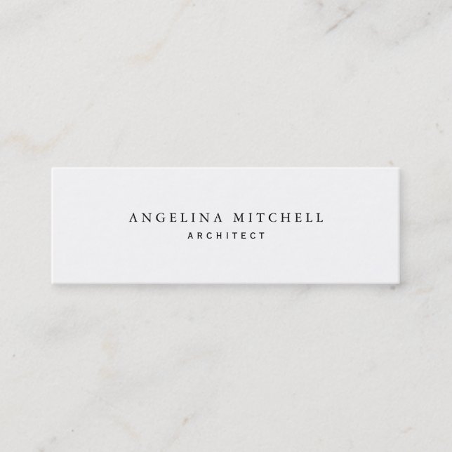 Skinny Trendy Simple Minimalist White Professional Mini Business Card (Front)
