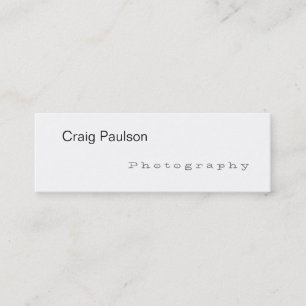 Skinny Trendy White Photography Business Card