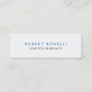 Skinny Unique Plain White Blue Mini Business Card