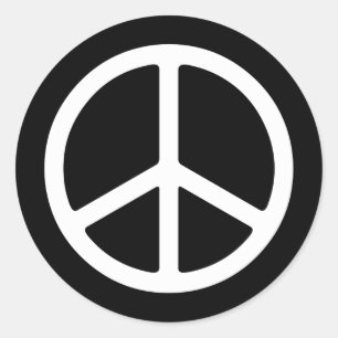 Skinny White Peace Symbol Classic Round Sticker