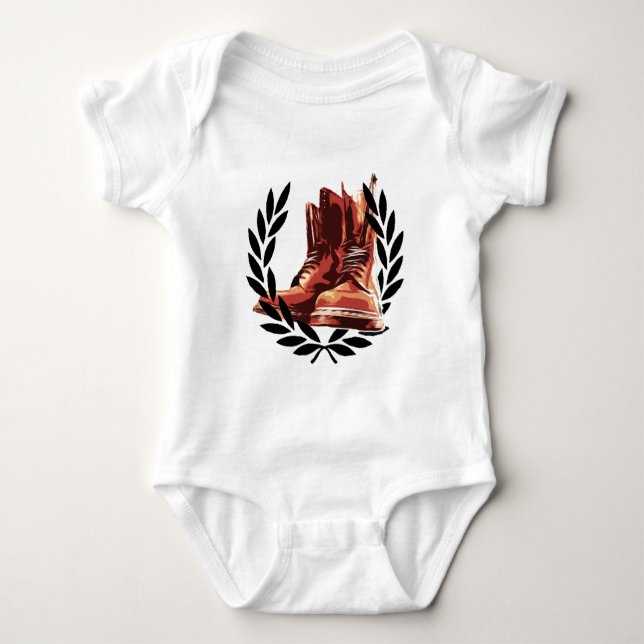 skins boots baby bodysuit (Front)