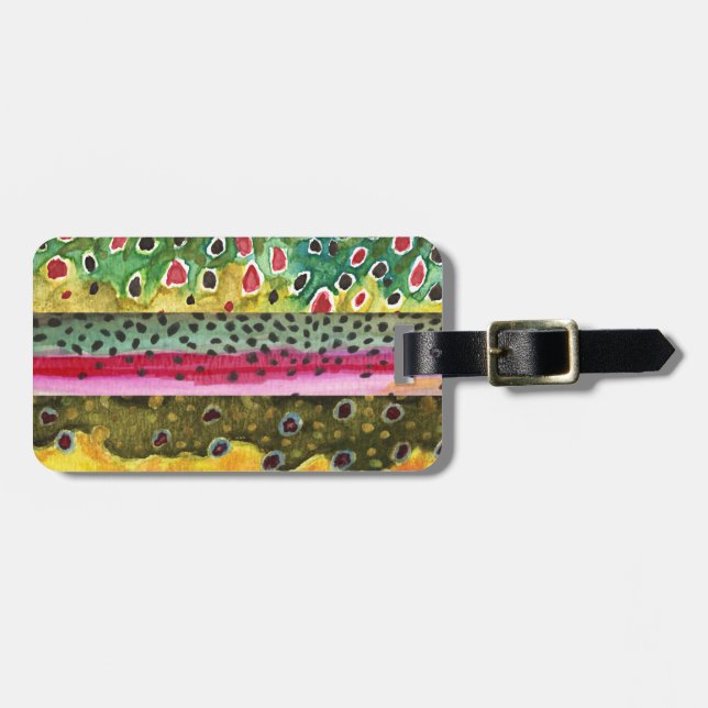 Skins of Three Beautiful Trout Luggage Tag (Front Horizontal)