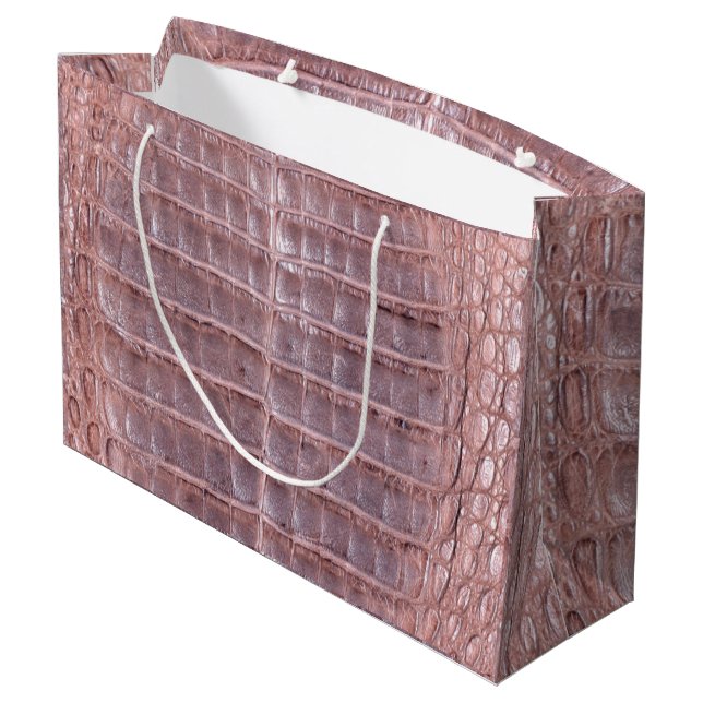 Skinz 3 Snake Skin Leather PINK Large Gift Bag (Back Angled)