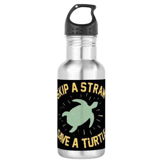 Skip a Straw Save a Turtle     710 Ml Water Bottle (Front)