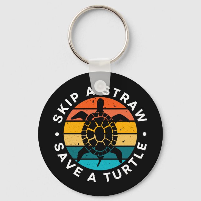 Skip A Straw Save A Turtle Key Ring (Front)