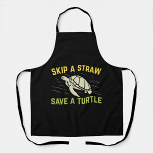 Skip A Straw Save A Turtle Scuba Diver Diving Gift Apron