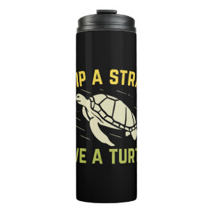 Skip A Straw Save A Turtle Scuba Diver Diving Gift Thermal Tumbler