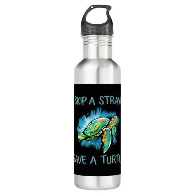 Skip A Straw Save A Turtle Tortoise 710 Ml Water Bottle (Front)