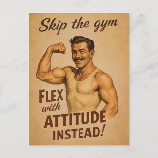 Skip the Gym Vintage Poster | Retro Fitness Humour Postcard
