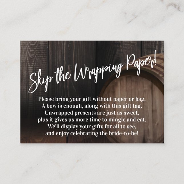 Skip the Wrapping Paper! Handwriting Wood Barrel Enclosure Card (Front)